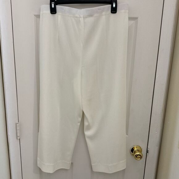 Exclusively Misook Women’s Knit Pants Size XL White Wide Leg Cropped Capris - Picture 3 of 6